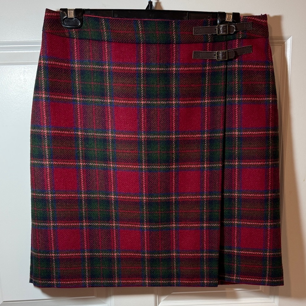 Boden Wool Kilt Skirt -Plaid Red and Green